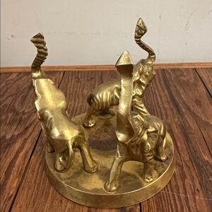 Vintage brass Elephants candle holder